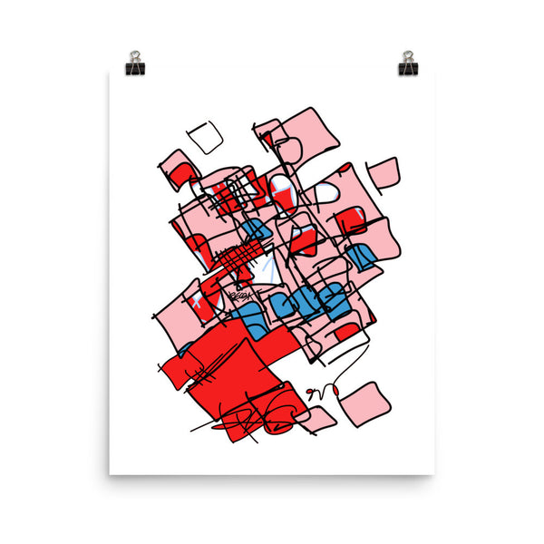Squared in Red and Pink - Poster