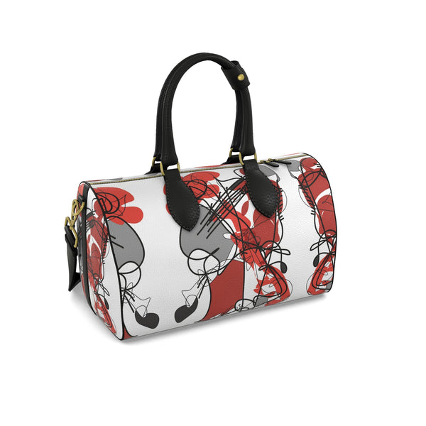Duffle bag, Abstract Drawing in Red and Black