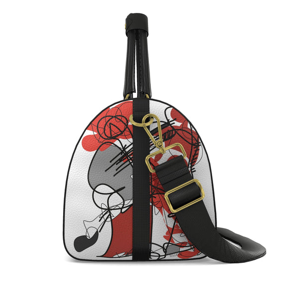 Duffle bag, Abstract Drawing in Red and Black