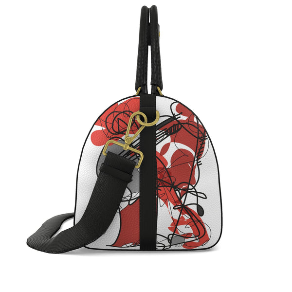Duffle bag, Abstract Drawing in Red and Black