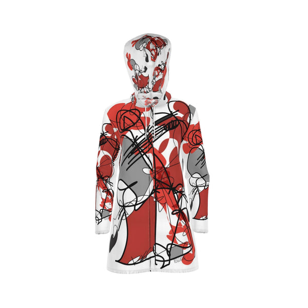 Womens Hooded Rain Mac in Red and Black Colors