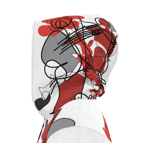 Womens Hooded Rain Mac in Red and Black Colors