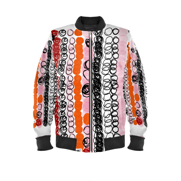 Mens Bomber Jacket, Abstract Happy Digital Stripes by RegiaArt