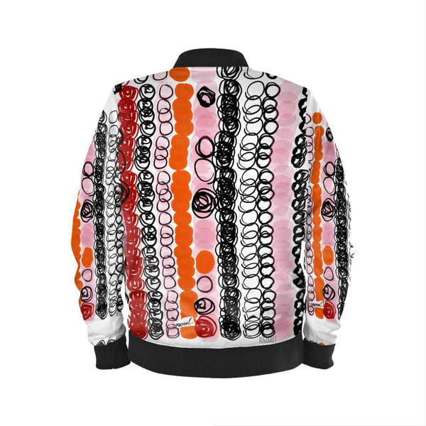 Mens Bomber Jacket, Abstract Happy Digital Stripes by RegiaArt