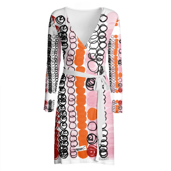 Graphics Dress in Orange, Black and Pink