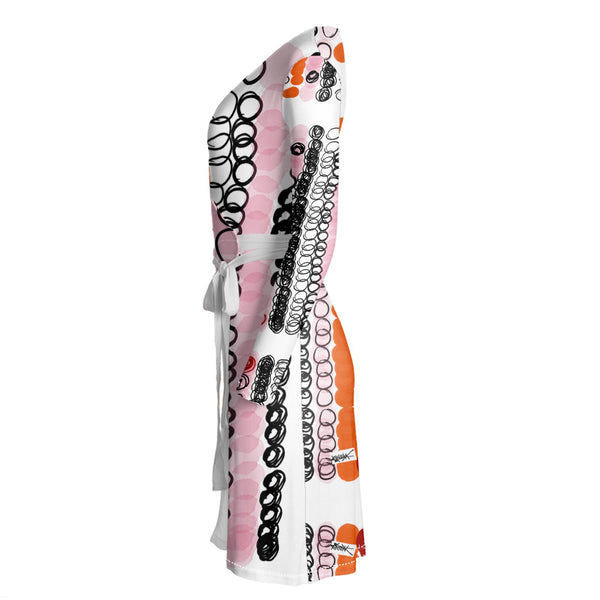 Graphics Dress in Orange, Black and Pink