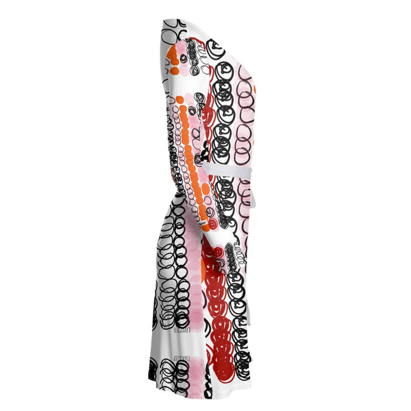 Graphics Dress in Orange, Black and Pink