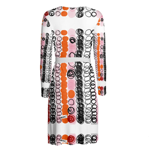 Graphics Dress in Orange, Black and Pink