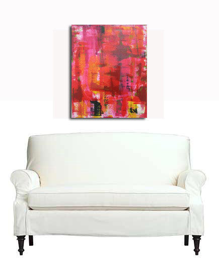 Red Original Painting Abstraction Contemporary Modern