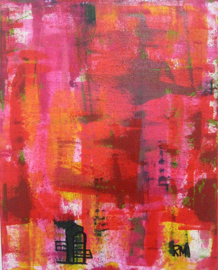 red original abstract painting on canvas