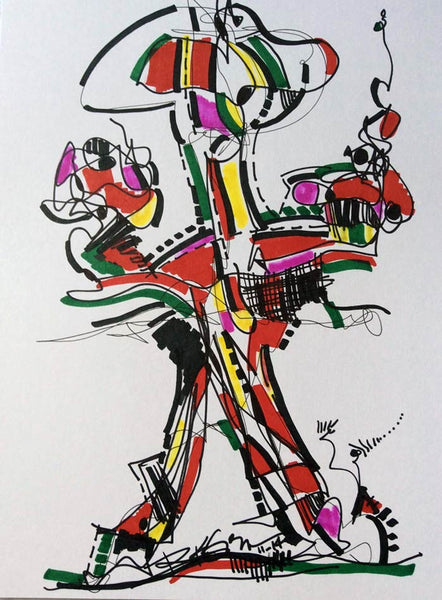 Colorful original abstract markers drawing on paper