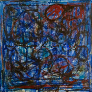 blue original abstract painting on canvas 24"x24"