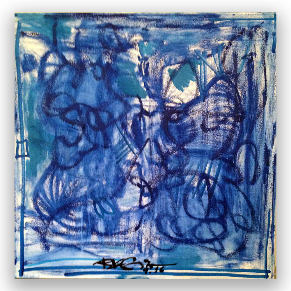 Original Painting Contemporary Art Abstract, Blue Dream, Modern Home Decor 24 x 24 inches