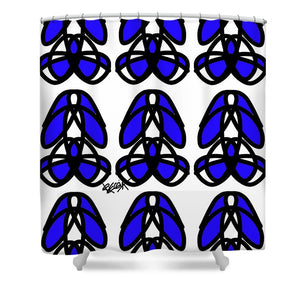 Bold Black And Blue  - Shower Curtain