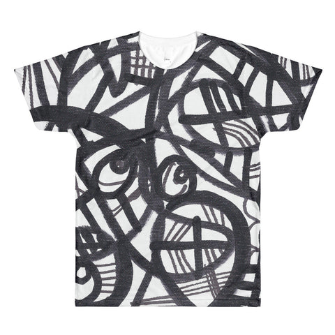 11 Lines Black and White Abstract RegiaArt - Sublimation men’s crewneck t-shirt, polyester