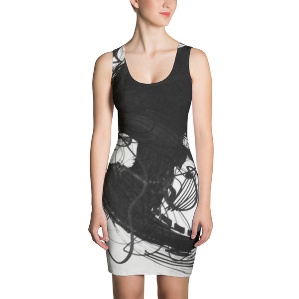 18 Black White Art - Sublimation Cut & Sew Dress, polyester, spandex