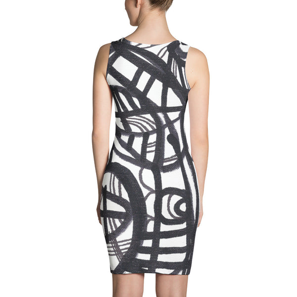 11 Lines Black White Abstract RegiaArt - Sublimation Cut & Sew Dress ...