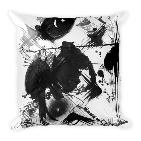 A Dramatic Black White Abstraction RegiaArt - Square Pillow 18”x18”, polyester