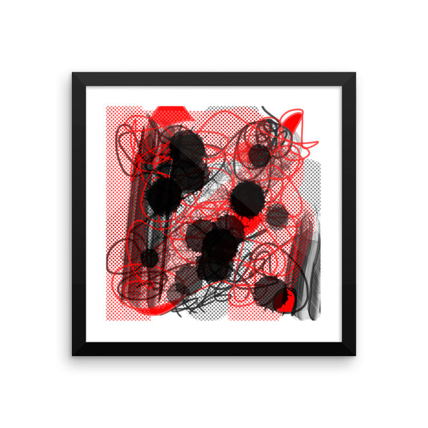 Instagram Abstract Red Black Artwork - Framed poster