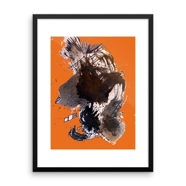 Black and Orange Abstract Art RegiaArt - Framed poster paper