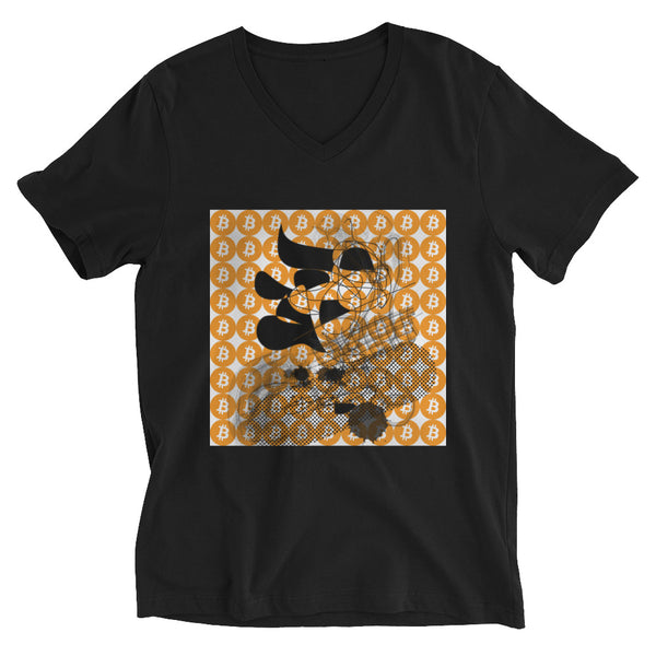 Bitcoin Crypto Unisex Short Sleeve V-Neck T-Shirt