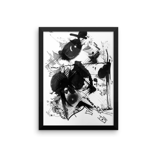 A Dramatic Black White Abstraction - Framed poster paper