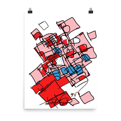 Squared in Red and Pink - Poster