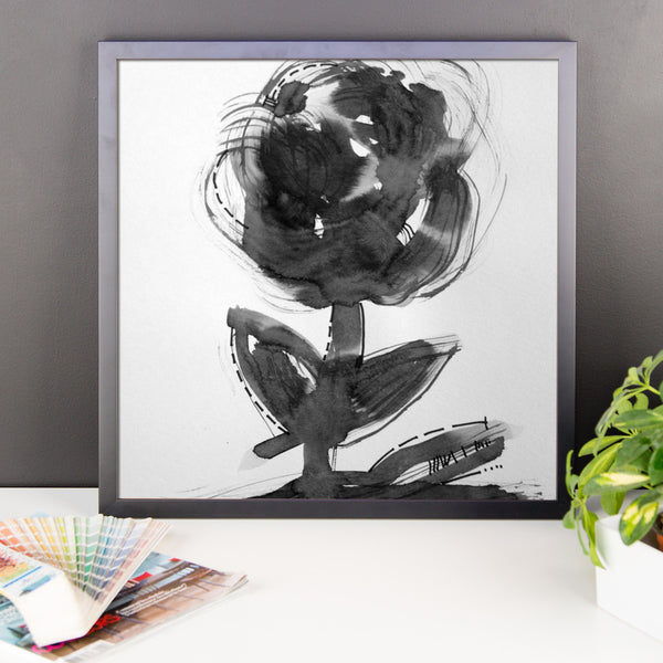 Black Flower Abstract Art RegiaArt - Framed poster paper