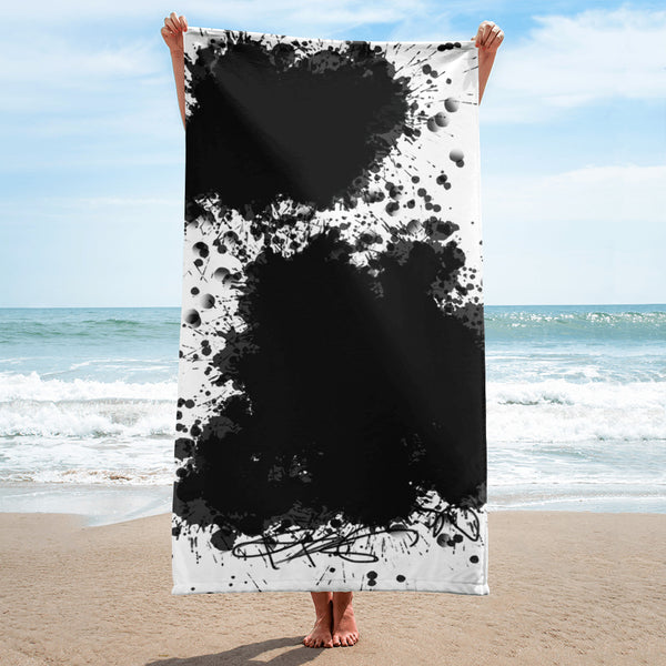 Black White Splash Painting Printed Towel