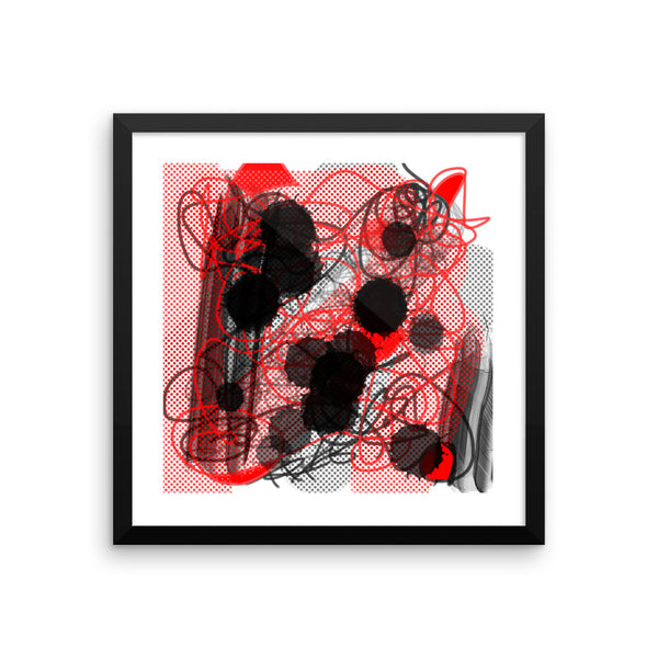 Instagram Abstract Red Black Artwork - Framed poster