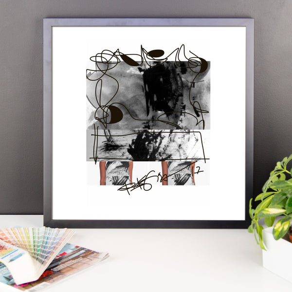 Instagram Post Abstraction in Black and White - Framed poster acid-free paper