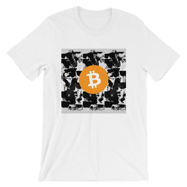 T-Shirt Bitcoin on Black White Artwork - Short-Sleeve Unisex T-Shirt