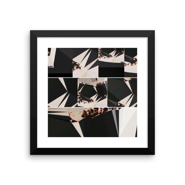 Abstract Black White Geometric RegiaArt - Framed poster, paper