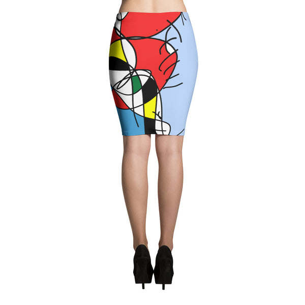 Colorful figure w flower RegiaArt - Sublimation Cut & Sew Pencil Skirts