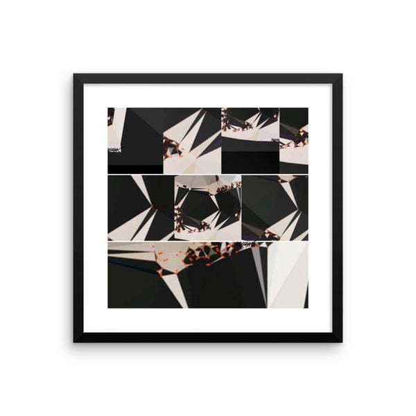 Abstract Black White Geometric RegiaArt - Framed poster, paper