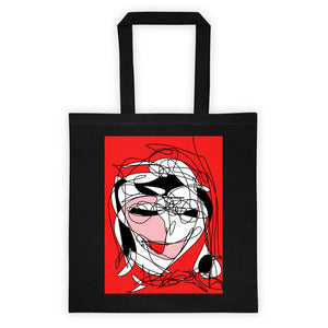 Abstract Face RegiaArt - Cotton Canvas Tote bag, red, black, pink, white