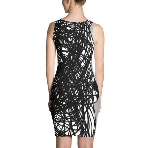 Black and Grey RegiaArt Design - Sublimation Cut & Sew Dress, polyester, spandex