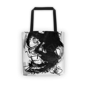 18 Black White Abstract Art - Tote bag, cotton bull denim