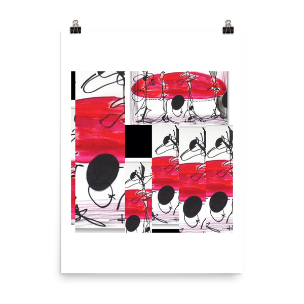 Red Black White Abstract Art Print Poster - RegiaArt