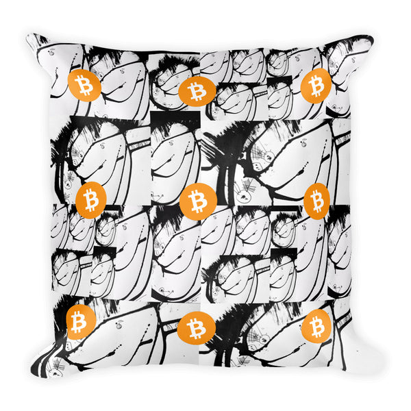 Bitcoin Digital Currency Black White Art Square Pillow