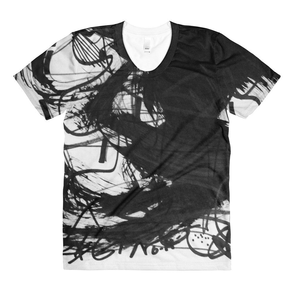 18 Black White Abstract Art - Sublimation women’s crew neck t-shirt, polyester