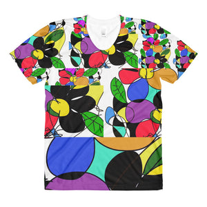 Colorful Flowers RegiaArt Sublimation women’s crew neck t-shirt