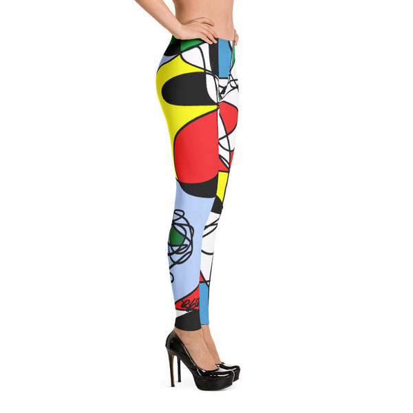 Colorful Figure w Flower Design RegiaArt - Leggings