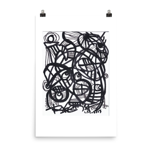 11 Lines black white RegiaArt - Abstract Art Poster acid-free paper