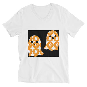 Bitcoin Boo Unisex Short Sleeve V-Neck T-Shirt
