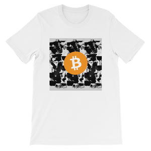T-Shirt Bitcoin on Black White Artwork - Short-Sleeve Unisex T-Shirt