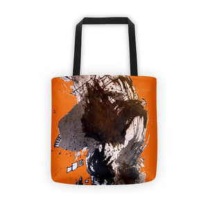 Black and Orange Design RegiaArt - Tote bag, all over, 15" x 15" polyester weather resistant fabric