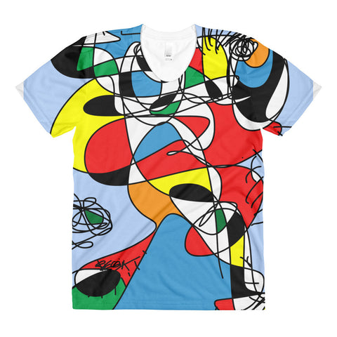 Colorful figure w flower RegiaArt - Sublimation women’s crew neck t-shirt