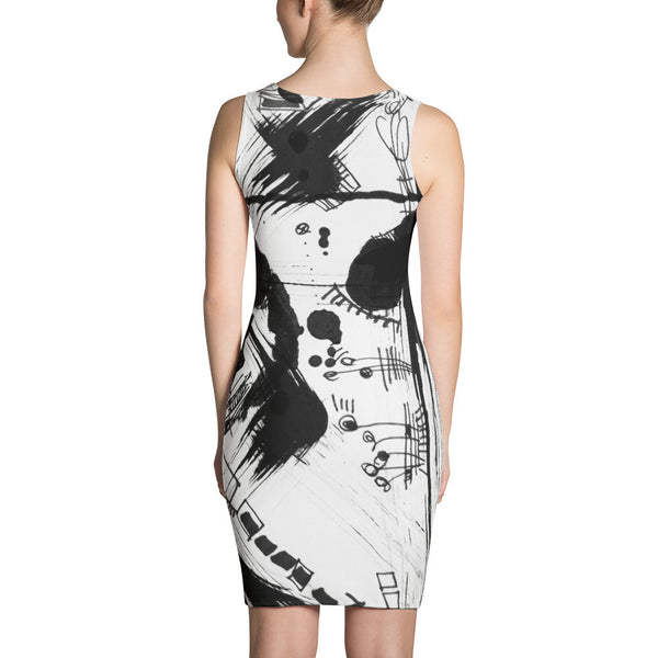A Dramatic Black White Abstraction RegiaArt - Sublimation Cut & Sew Dress